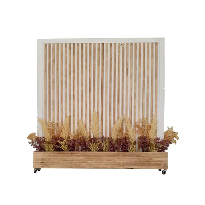 Biombo Madera Blanco Natural con Jardinera