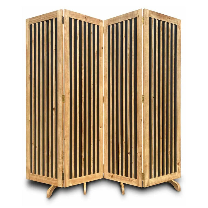 Biombo Madera Negro Natural