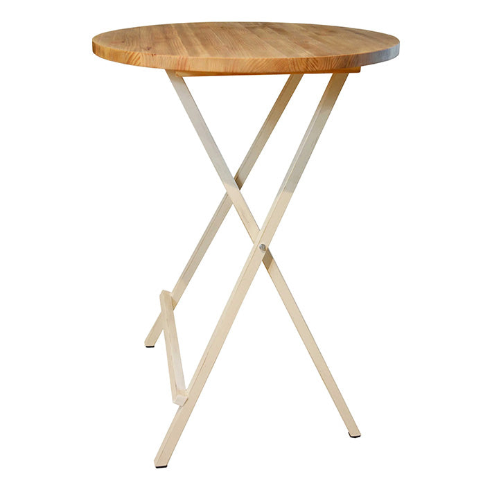 Mesa Alta Blanca Plegable Hierro y Madera